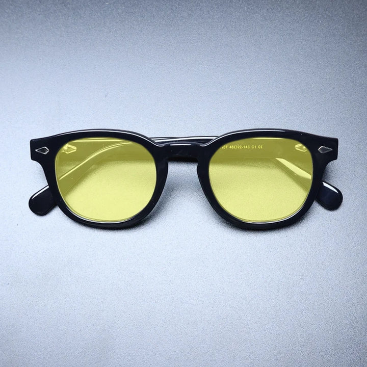 Gatenac Unisex Full Rim Square Polarized Acetate Sunglasses Mo14 Sunglasses Gatenac Black Yellow