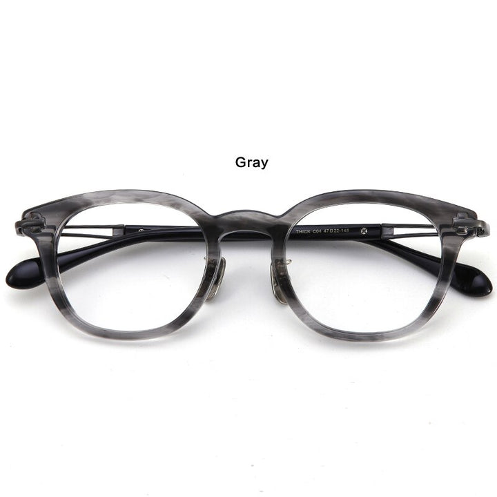 Muzz Men's Full Rim Square Acetate Titanium Eyeglasses Thick Full Rim Muzz Gray
