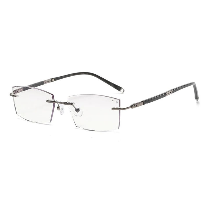 Zirosat Unisex Rimless Square Titanium Eyeglasses Y063 Rimless Zirosat grey diamond cut