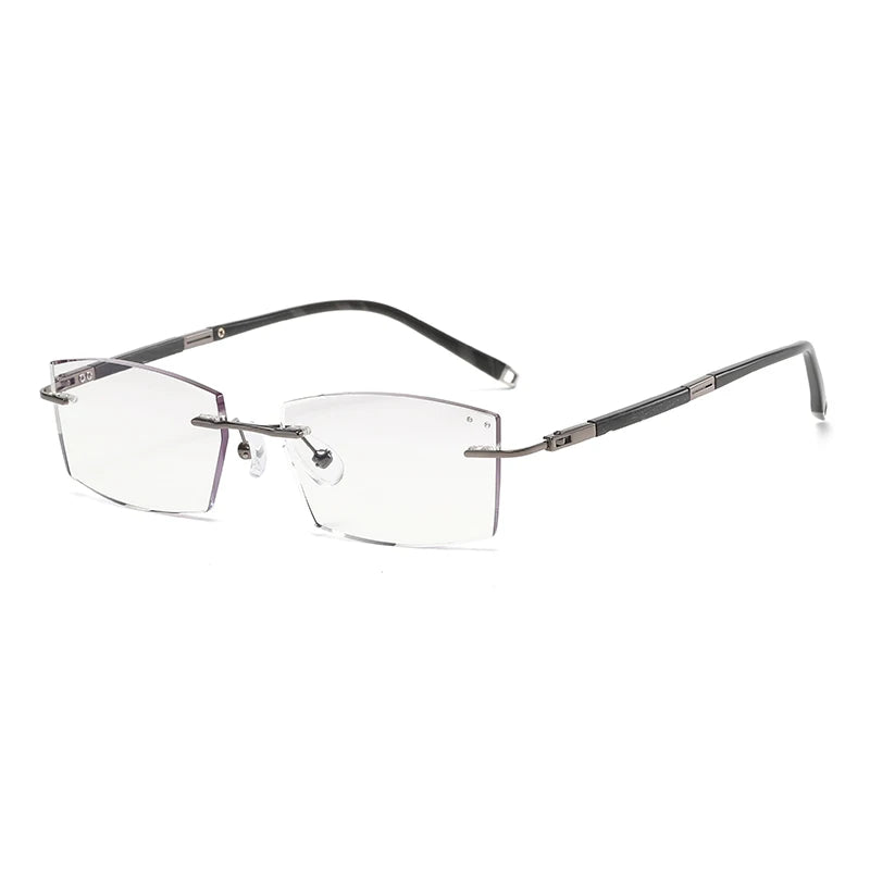 Zirosat Women's Rimless Square Titanium Rosewood Eyeglasses 20631