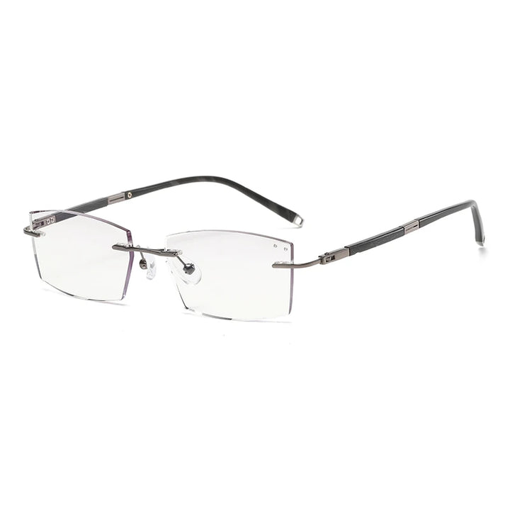 Zirosat Women's Rimless Square Titanium Rosewood Eyeglasses 20631