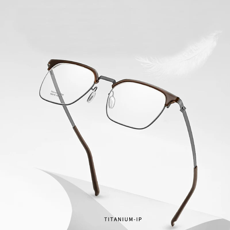 Reven Jate Unisex Full Rim Browline Square Titanium Eyeglasses 2606 Full Rim Reven Jate