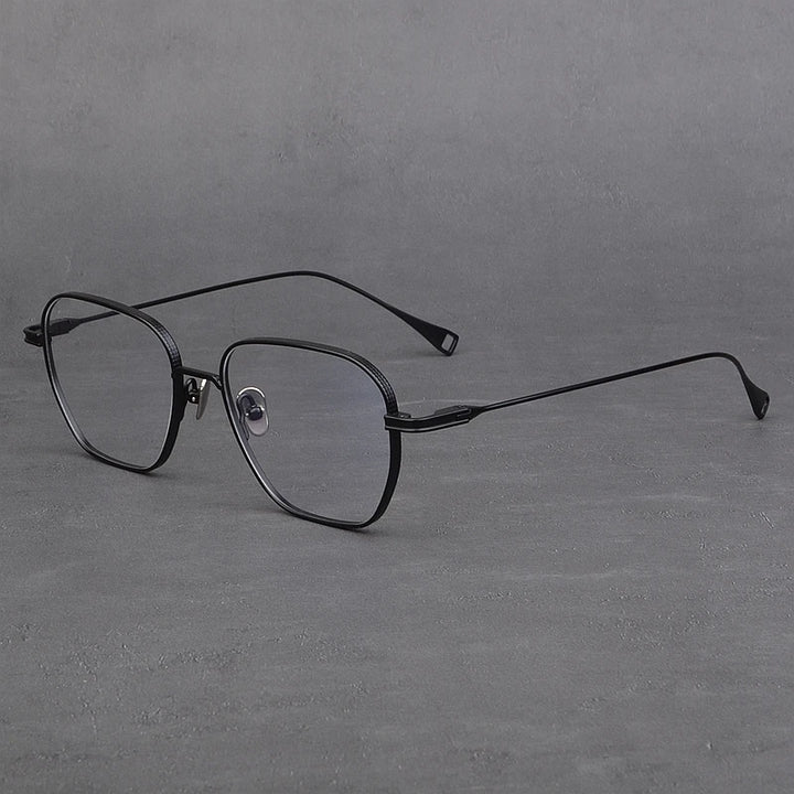 Black Mask Unisex Full Rim Square Titanium Eyeglasses 49013