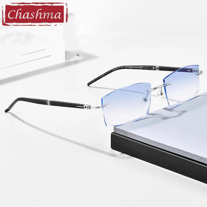 Chashma Men's Rimless Square Titanium Eyeglasses 52056