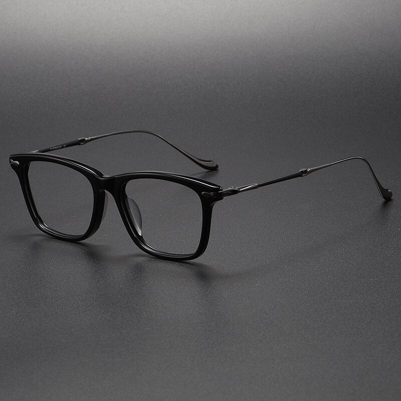 Oveliness Unisex Full Rim Square Acetate Titanium Eyeglasses M2049 Full Rim Oveliness black gun
