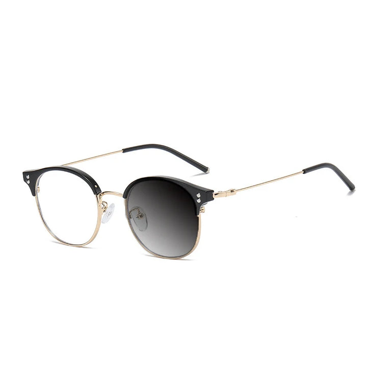 Kocolior Mens Full Frame Small Browline Square Alloy Reading Glasses 22001 Reading Glasses Kocolior Photochromic Gold +125