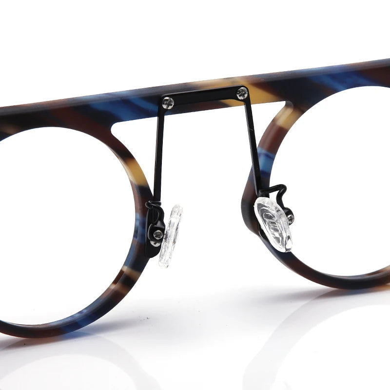 Muzz Unisex Full Rim Round Double Bridge Acetate Eyeglasses P596 Full Rim Muzz