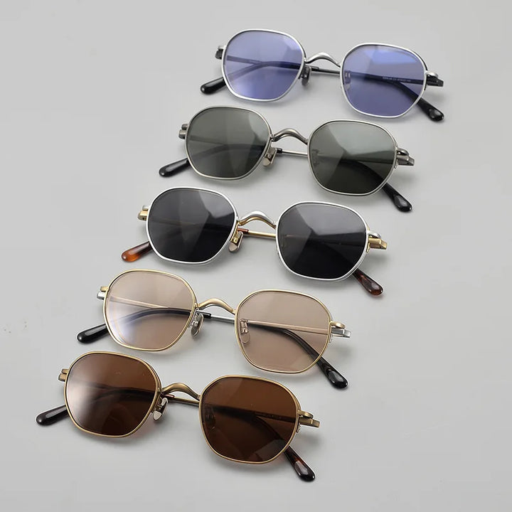 Nobler Unisex Semi Rim Round Titanium Eyeglasses Clip On Sunglasses K048 With Clip Ons Nobler