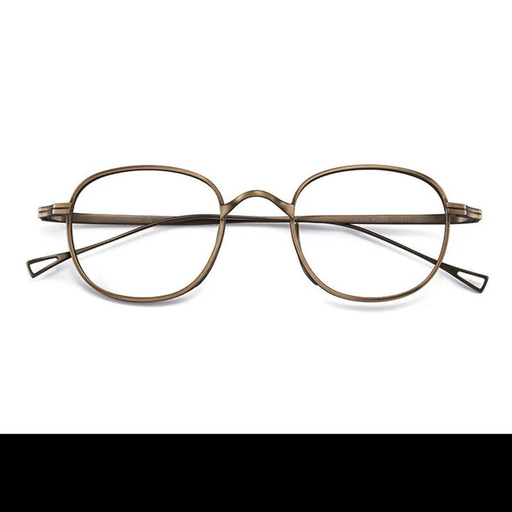 Yimaruili Unisex Full Rim Round Titanium Alloy Eyeglasses 8016 Full Rim Yimaruili Eyeglasses Bronze