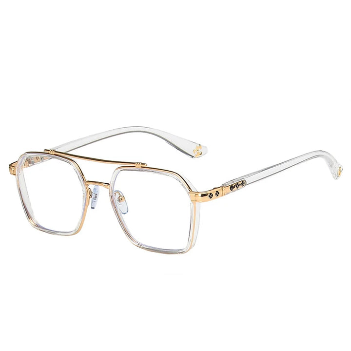 Kocolior Unisex Full Rim Square Acetate Double Bridge Titanium Eyeglasses 0039 Full Rim Kocolior Transparent Gold China