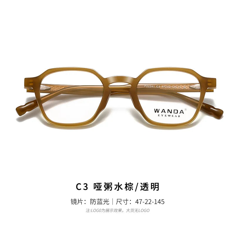 Reven Jate Women's Full Rim Polygon Square Tr 90 Alloy Eyeglasses 22241