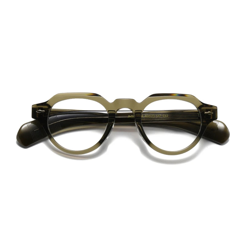 Black Mask Unisex Full Rim Flat Top Round Acetate Eyeglasses 23139