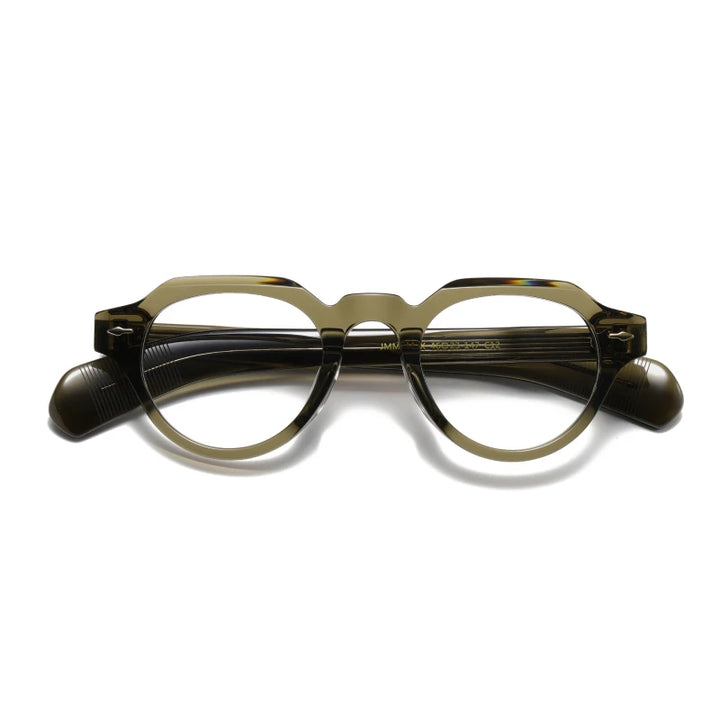Black Mask Unisex Full Rim Flat Top Round Acetate Eyeglasses 23139