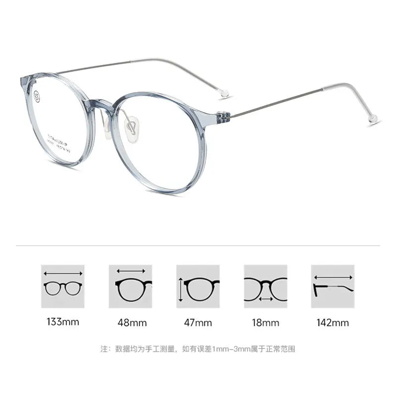 Momoja Women's Full Rim Round Tr 90 Titanium Eyeglasses M9881