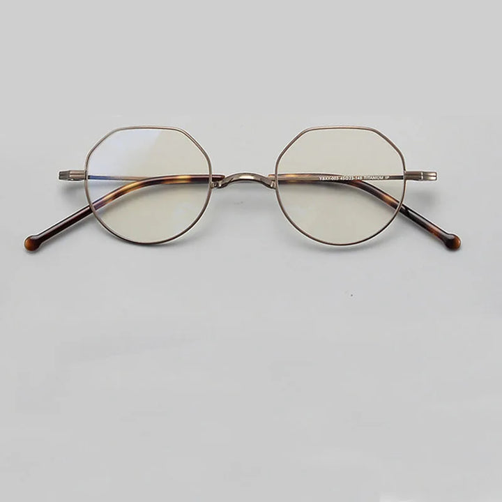 Yujo Women's Full Rim Flat Top Polygonal Titanium Eyeglasses 61426