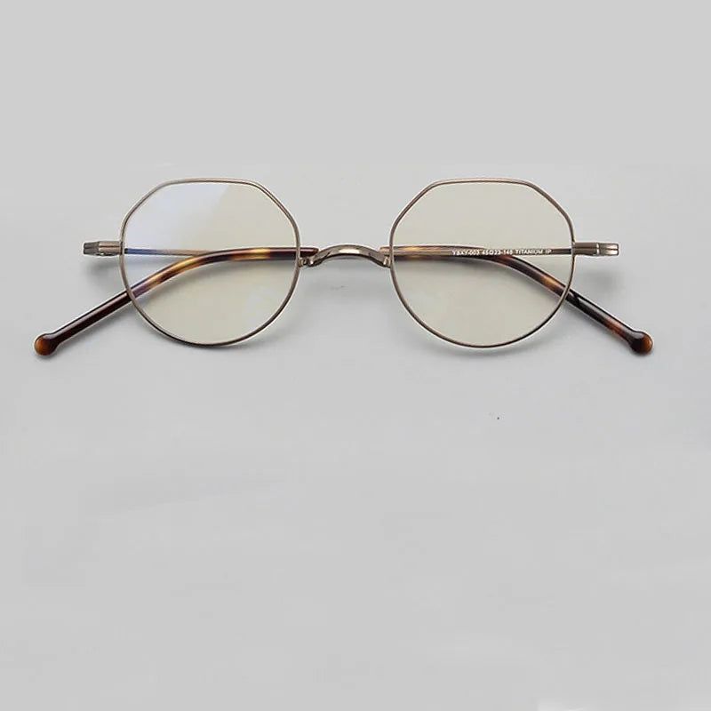 Yujo Women's Full Rim Flat Top Polygonal Titanium Eyeglasses  45177