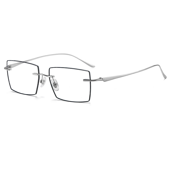 Yimaruili Unisex Rimless Polygon Square Titanium Eyeglasses 660398