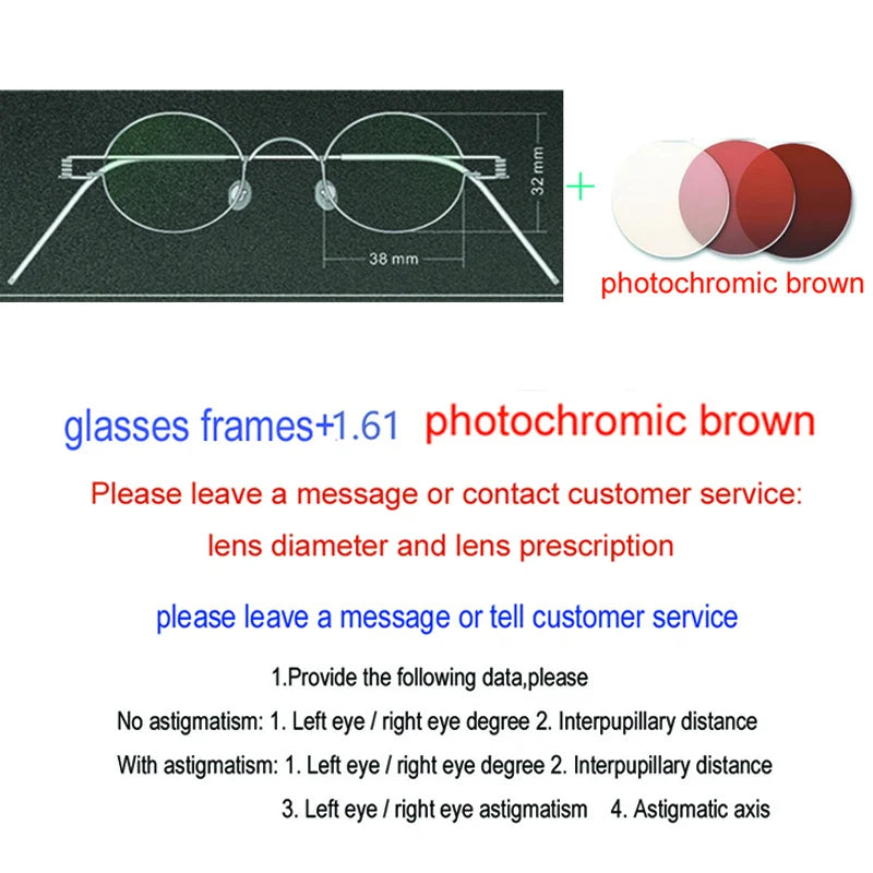 Yujo Unisex Full Rim Oval Steel Custom Eyeglasses 61423