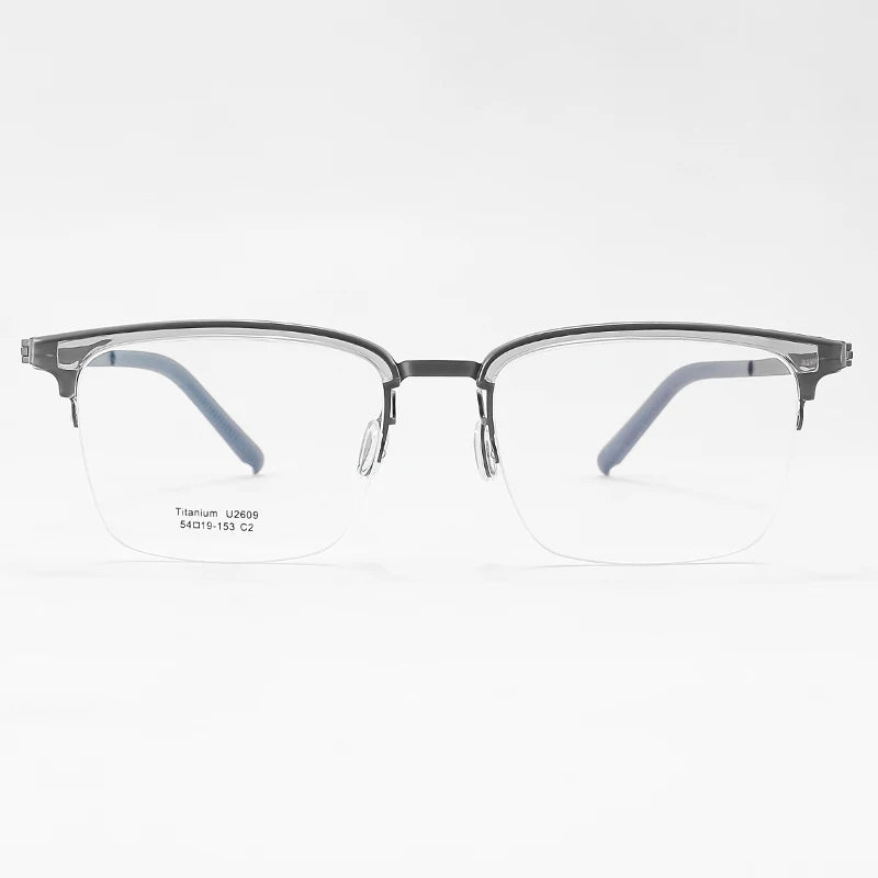 Reven Jate Unisex Semi Rim Square Titanium Eyeglasses 2609 Semi Rim Reven Jate