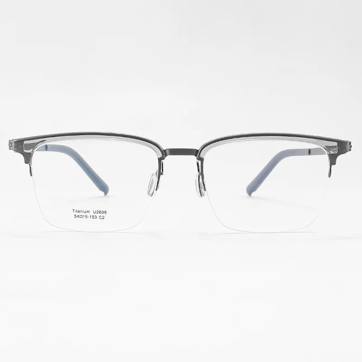 Reven Jate Unisex Semi Rim Square Titanium Eyeglasses 2609 Semi Rim Reven Jate
