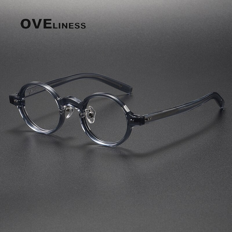 Oveliness Unisex Full Rim Roun Acetate Eyeglasses 005 Full Rim Oveliness grey