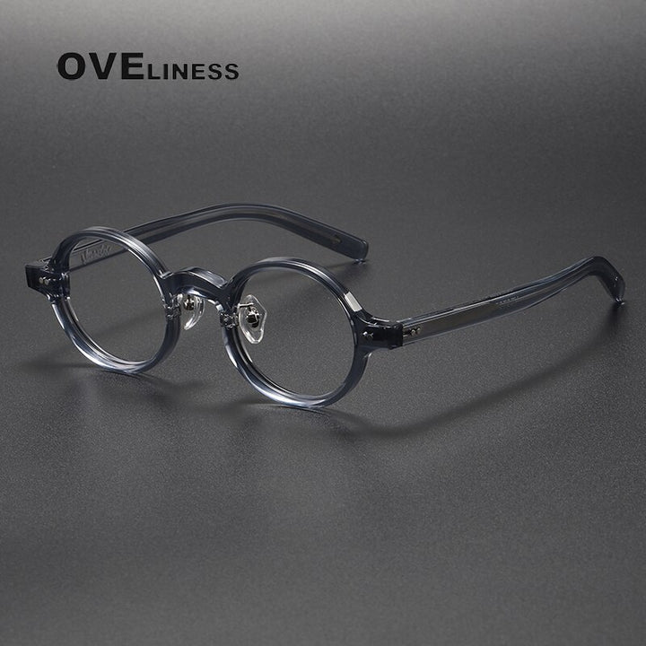 Oveliness Unisex Full Rim Roun Acetate Eyeglasses 005 Full Rim Oveliness grey  