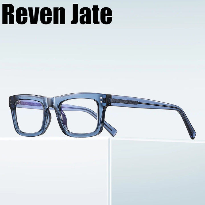 Reven Jate Unisex Full Rim Square Thick Tr 90 Alloy Eyeglasses 42193
