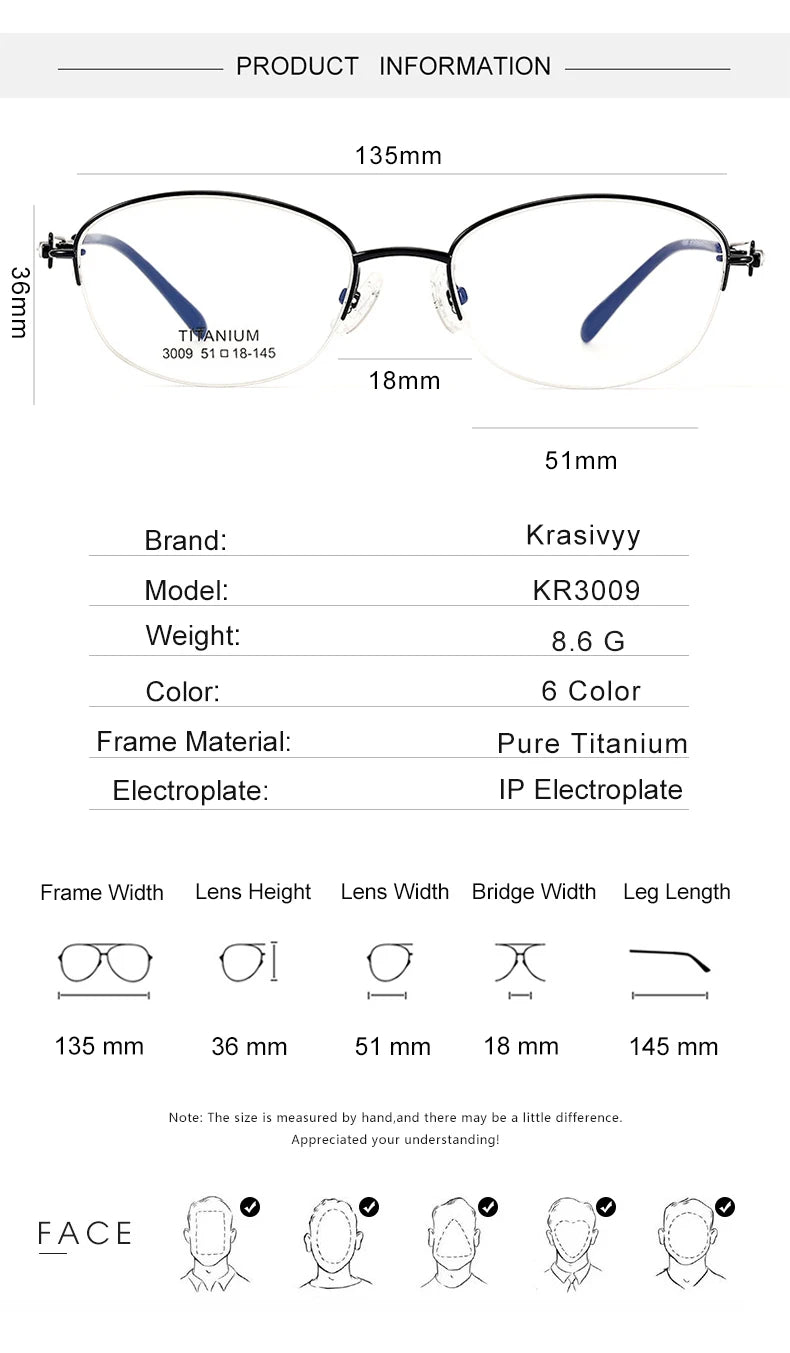 Krasivyy Women's Semi Rim Oval Square Titanium Eyeglasses 33009