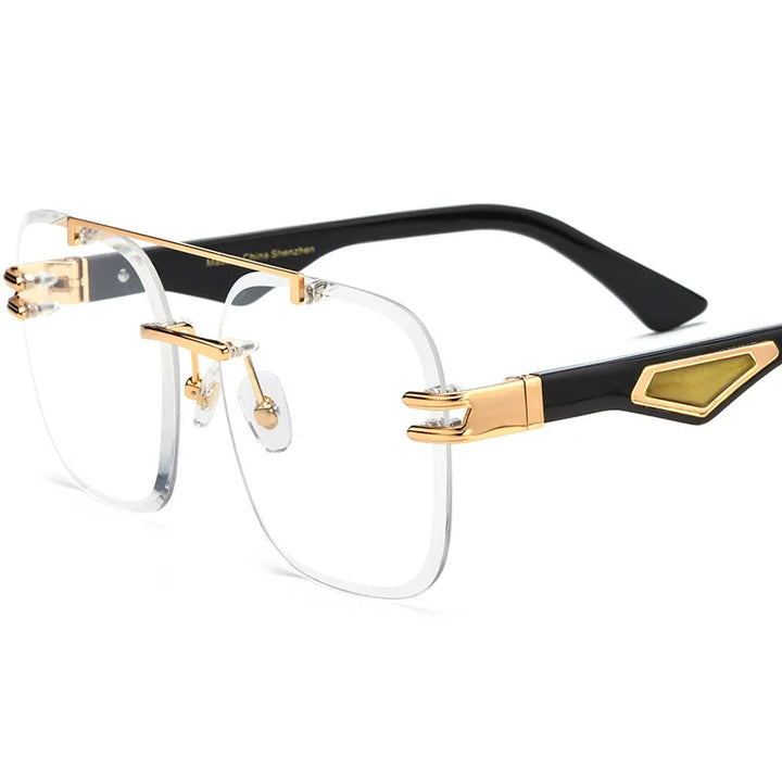 Nobler Unisex Rimless Square Double Bridge Alloy Horn Temple Eyeglasses 99042