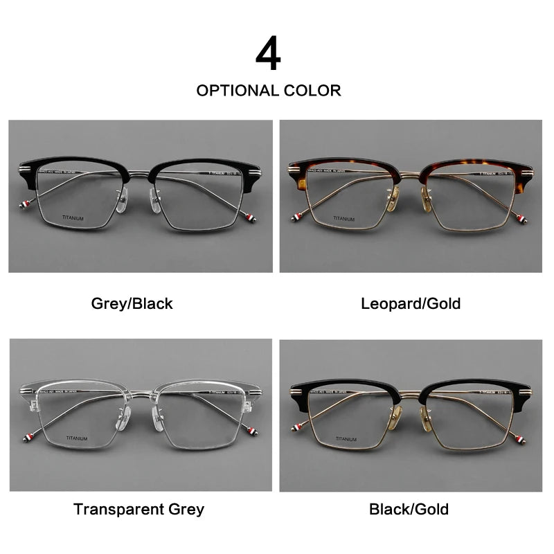 Muzz Men's Full Rim Square Titanium Acetate Eyeglasses 0422 Full Rim Muzz