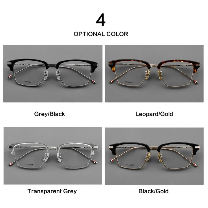 Muzz Men's Full Rim Square Titanium Acetate Eyeglasses 0422 Full Rim Muzz