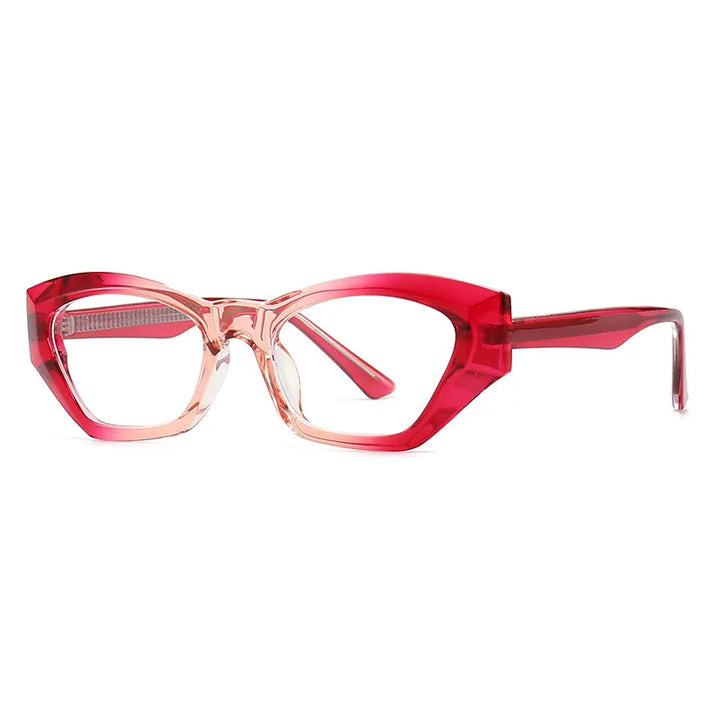 CCspace Unisex Full Rim Cat Eye Tr 90 Titanium Eyeglasses 56842 Full Rim CCspace C9RedClear