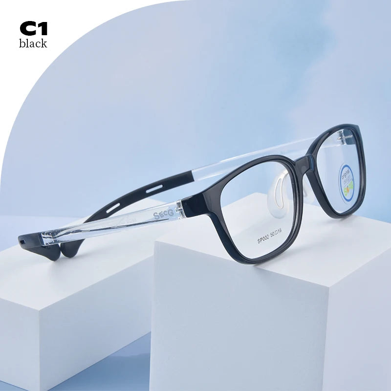 Secg Unisex Children's Full Rim Square Tr 90 Silicone Eyeglasses 19162 Full Rim Secg C1