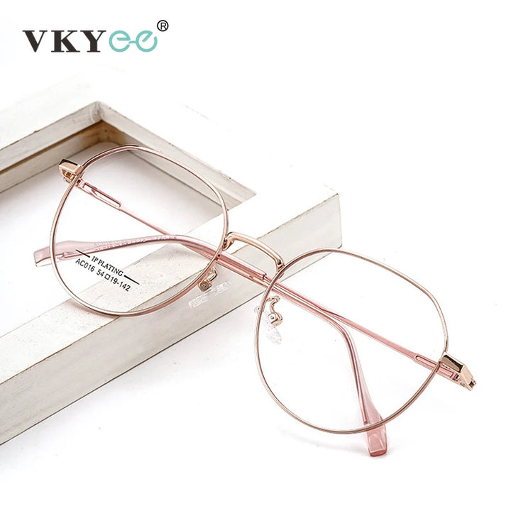 Vicky Unisex Full Rim Oval Polygon Alloy Reading Glasses 622016
