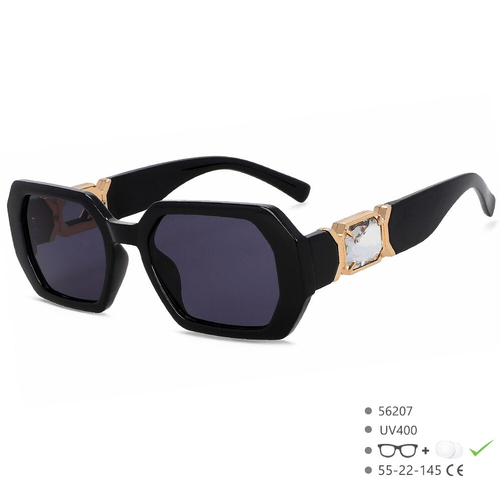 CCspace Women's Full Rim Oversized Square Resin UV400 Sunglasses 56207 Sunglasses CCspace Sunglasses Black