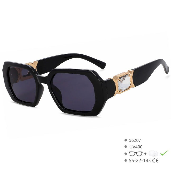 CCspace Women's Full Rim Oversized Square Resin UV400 Sunglasses 56207 Sunglasses CCspace Sunglasses Black