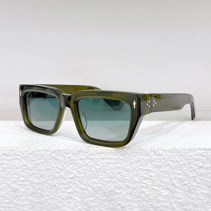 Hewei Unisex Full Rim Square Acetate Sunglasses 0031 Sunglasses Hewei green-green as picture 