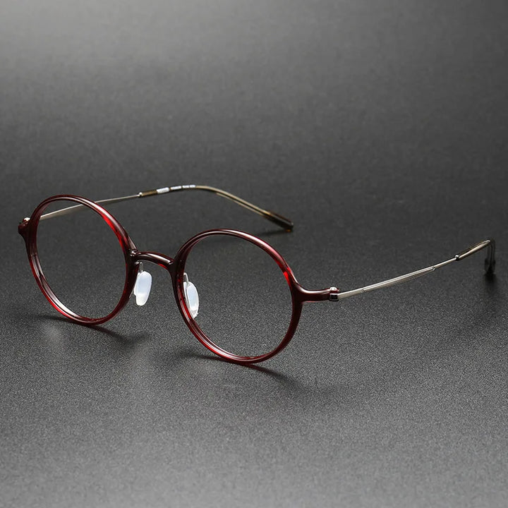 Aimee Unisex Full Rim Round Titanium Acetate Eyeglasses 8635 Full Rim Aimee Red