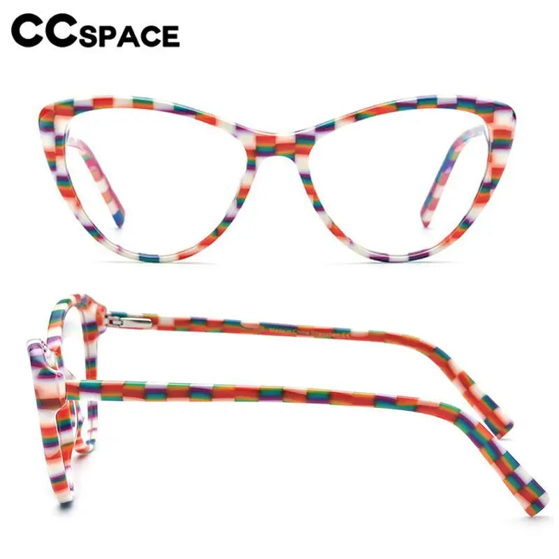CCspace Unisex Full Rim Cat Eye Acetate Eyeglasses 56917 Full Rim CCspace