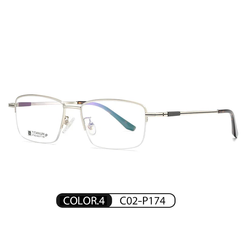 Hotochki Men's Semi Rim Square  Titanium Eyeglasses 90224