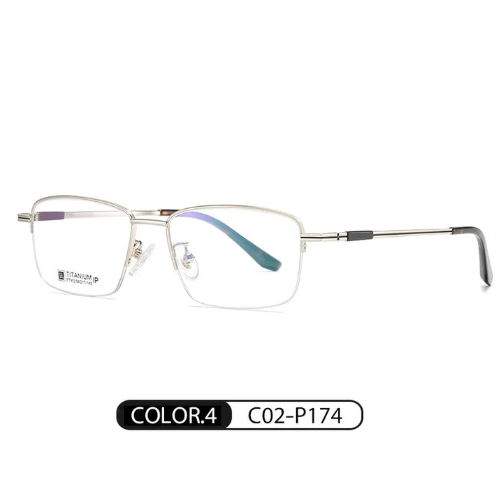 Hotochki Men's Semi Rim Square  Titanium Eyeglasses 90224