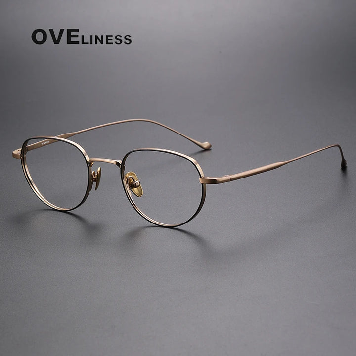 Oveliness Unisex Full Rim Oval Titanium Eyeglasses 0100 Full Rim Oveliness black gold