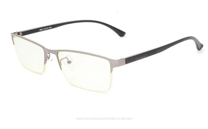 Brightzone Unisex Semi Rim Square Alloy Eyeglasses 48803 Semi Rim Brightzone Gun Gray C2