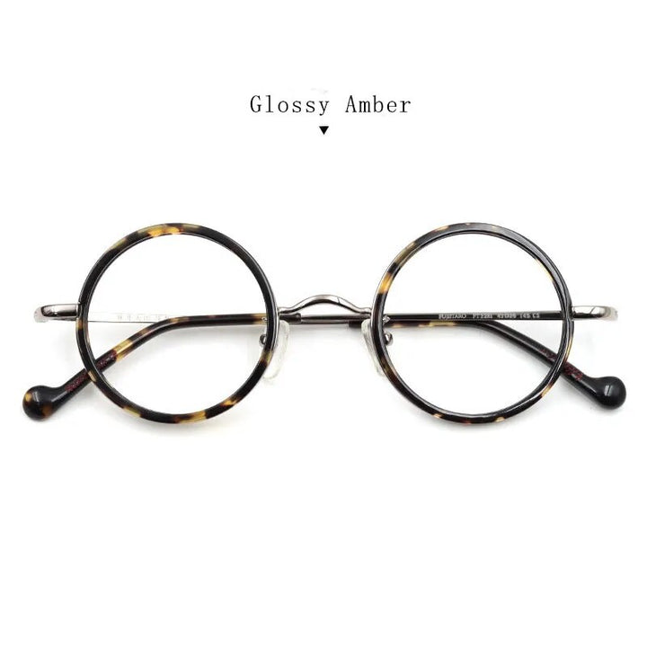 Hdcrafter Unisex Full Rim Round Titanium Eyeglasses Ft2381 Full Rim Hdcrafter Eyeglasses Glossy-Amber