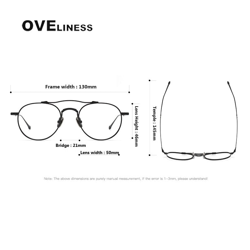 Oveliness Unisex Full RIm Round Double Bridge Titanium Eyeglasses Full Rim Oveliness