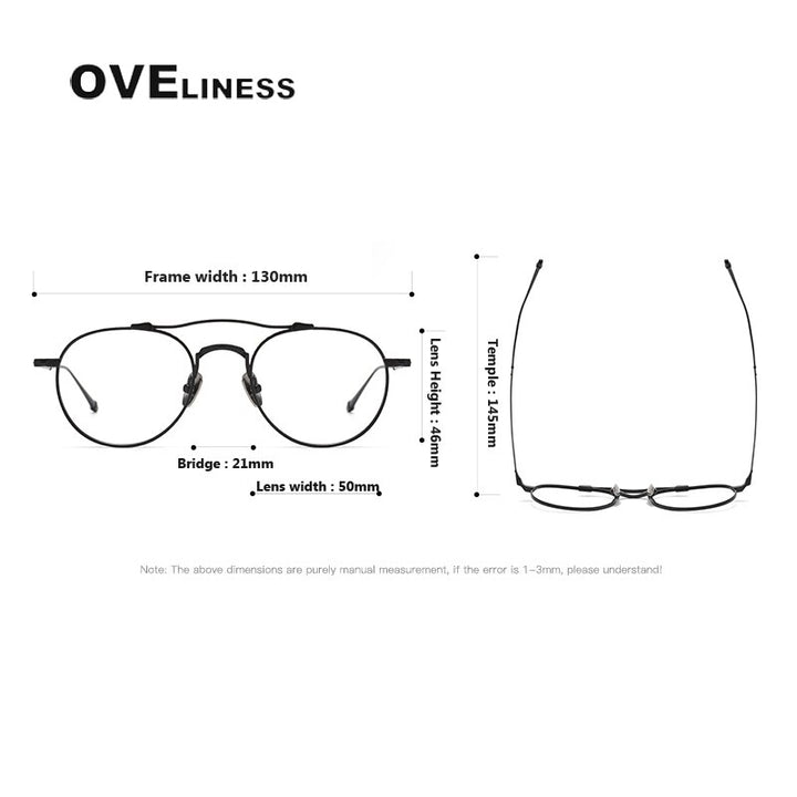 Oveliness Unisex Full RIm Round Double Bridge Titanium Eyeglasses Full Rim Oveliness