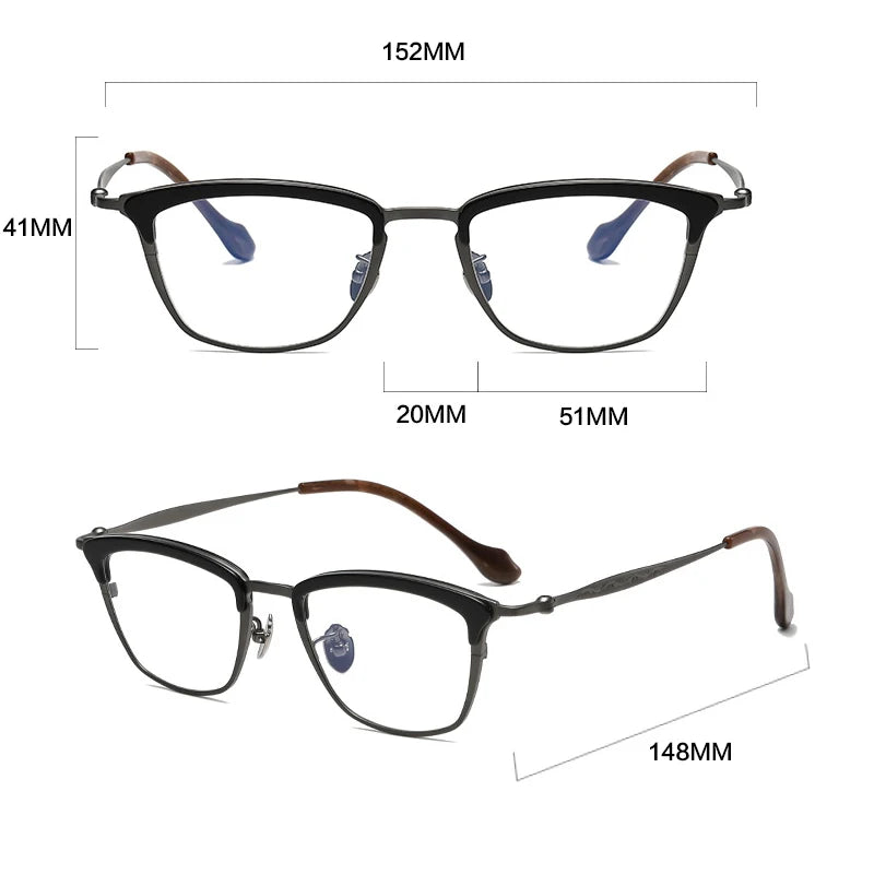 Gatenac Unisex Full Rim Square Brow Line Titanium Acetate Eyeglasses Gxyj1460 Full Rim Gatenac