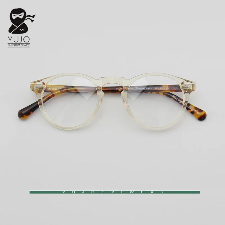 Yujo Unisex Full Rim Round Acetate Eyeglasses 1005 Full Rim Yujo