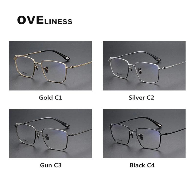 Oveliness Men's Full Rim Square Titanium Eyeglasses 80910 Full Rim Oveliness