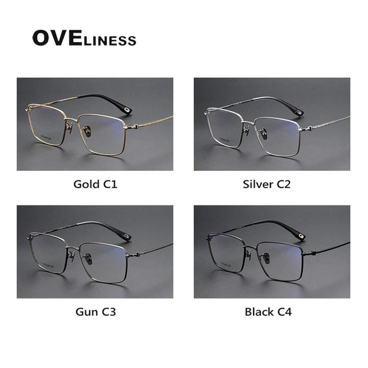 Oveliness Men's Full Rim Square Titanium Eyeglasses 80910 Full Rim Oveliness